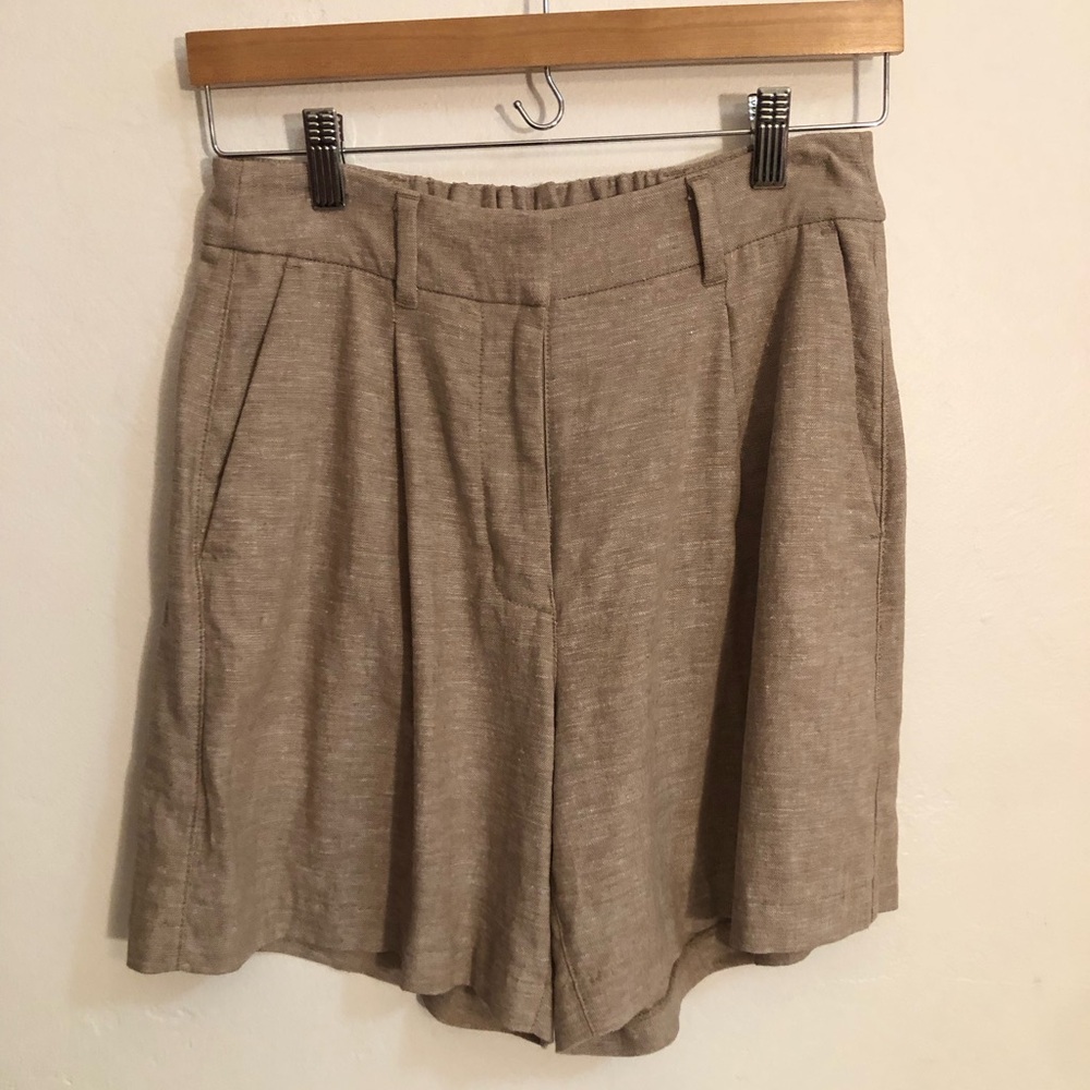 Old Navy Women's Size S Brown Mid-Rise Pull-On Linen Blend Casual Shorts